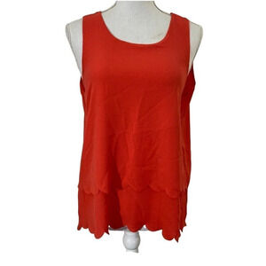 Papermoon Coral Pink Violeta Blouse Small Layered Scalloped Hem Tank Top Flowy